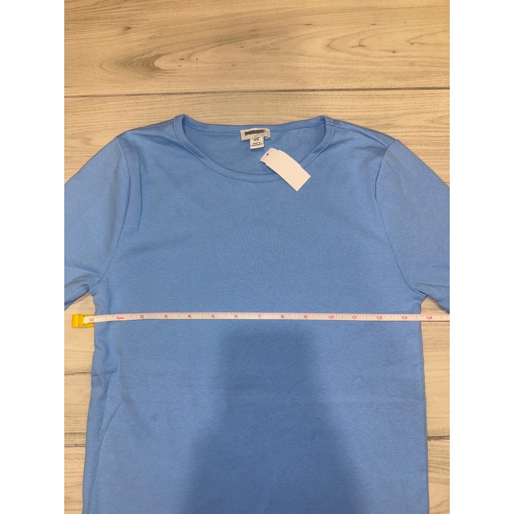 NWT J.Crew Womens Short Sleeve Crew Neck T-Shirt Light Blue Solid Size XS - Picture 3 of 5